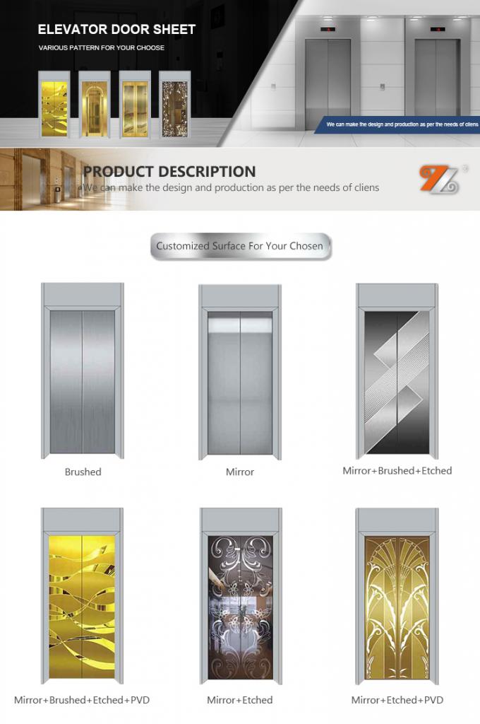 SUS 201 304 316 0.6mm παχύ χαραγμένο καθρέφτης προσαρμοσμένο φύλλο σχέδιο ανοξείδωτου σχεδίου για την πόρτα ανελκυστήρων