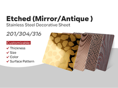 316 304 Τελικά χαραγμένα φύλλα από ανοξείδωτο χάλυβα μεγέθη 4x4 4x8 4x10